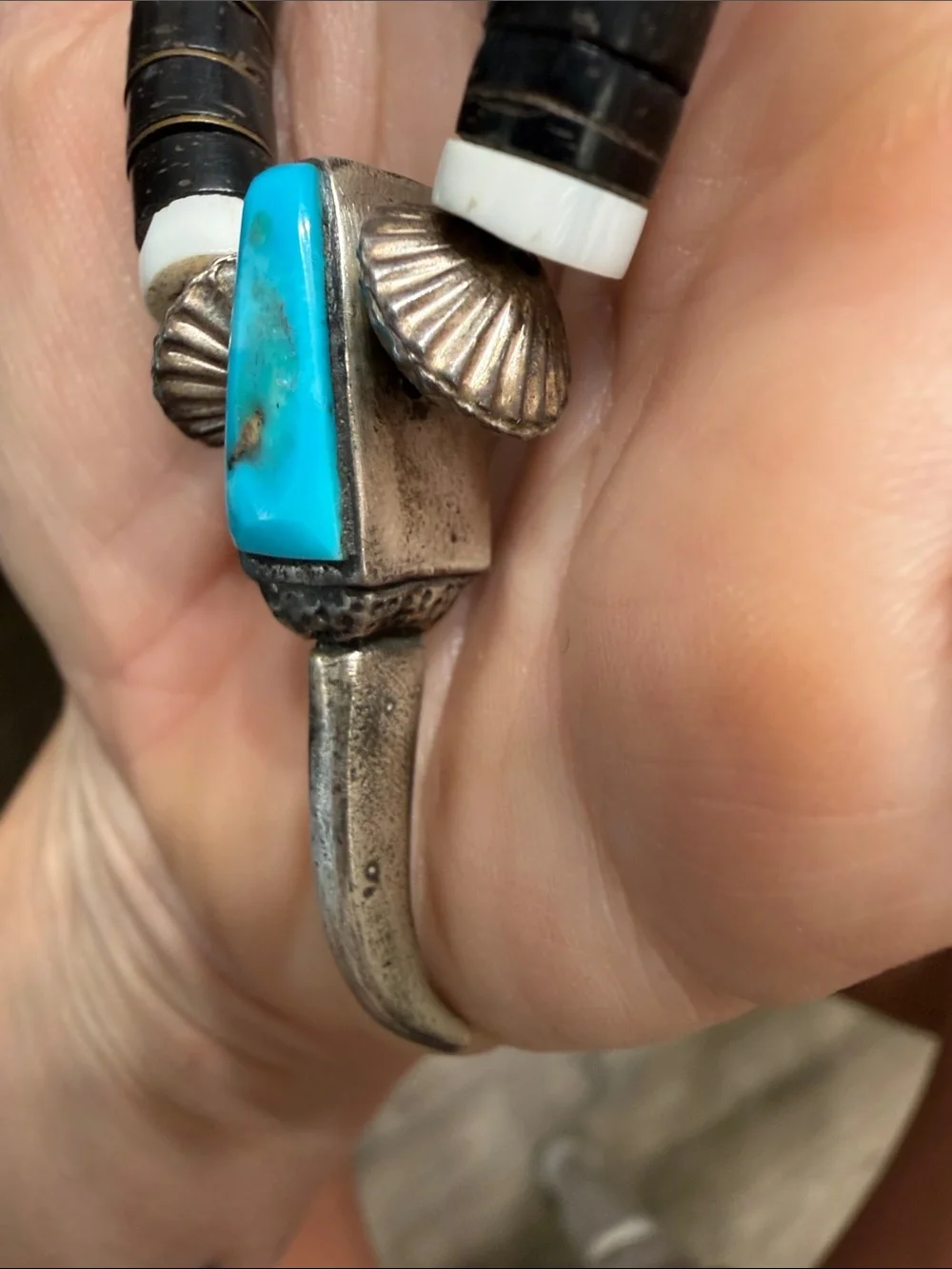 Native Vintage Sterling Claw Heishi Bead Necklace